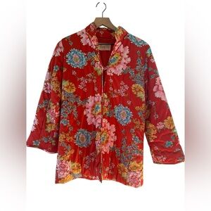 Vintage Vanity Fair Floral Quilted Housecoat Robe acrylic toggle detail size 8